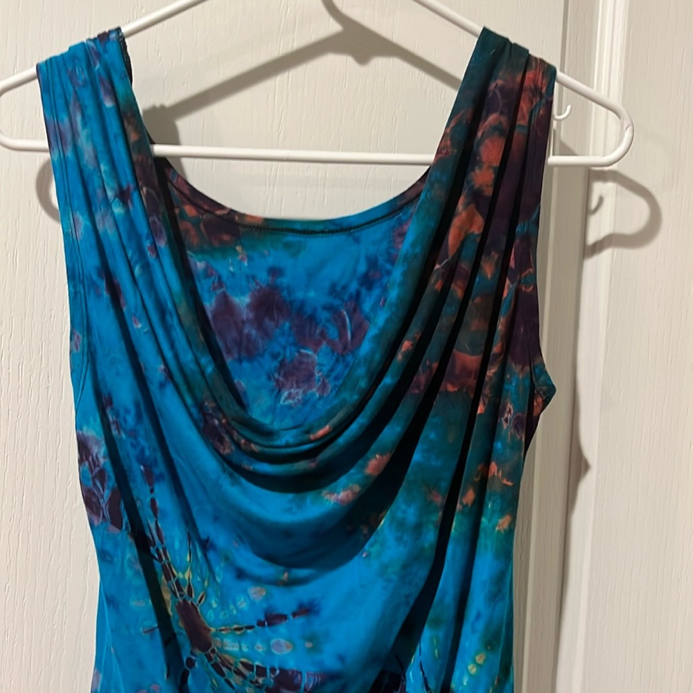 Vibrant Tye Dye Blue and Purple Sleeveless Top